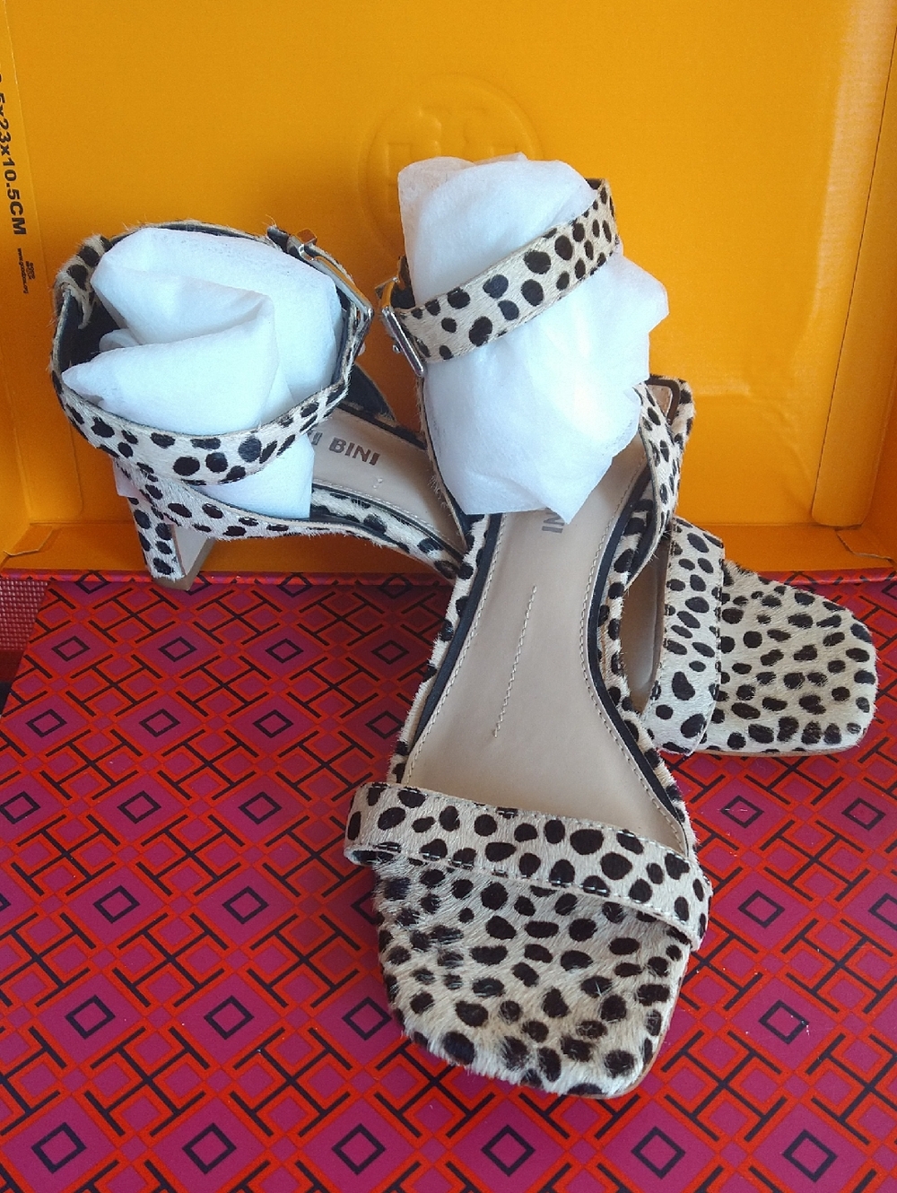 Gianni Bini Cheetah Print Calf Hair square Toe and   Heel